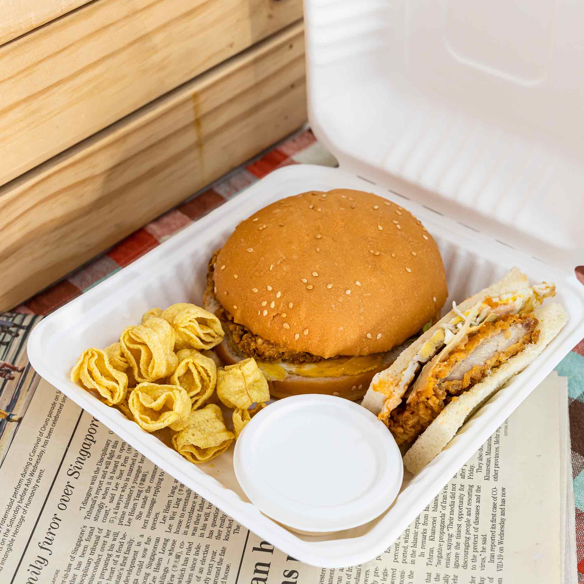 recipiente de comida de bagaço para fast food